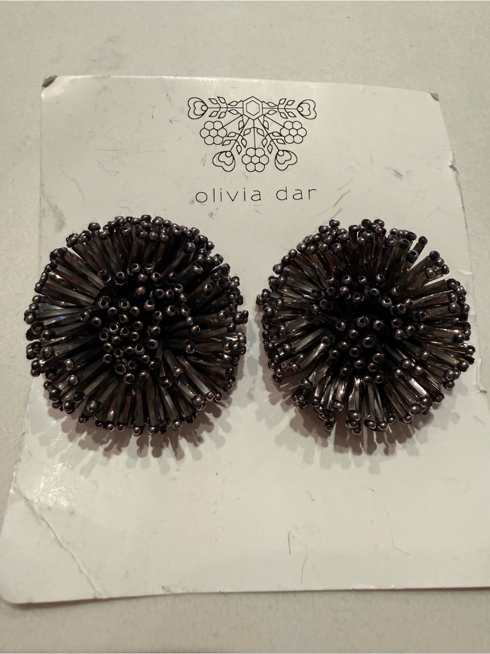 Olivia Dar Gunmetal Beaded Burst  Earrings from Anthropologie